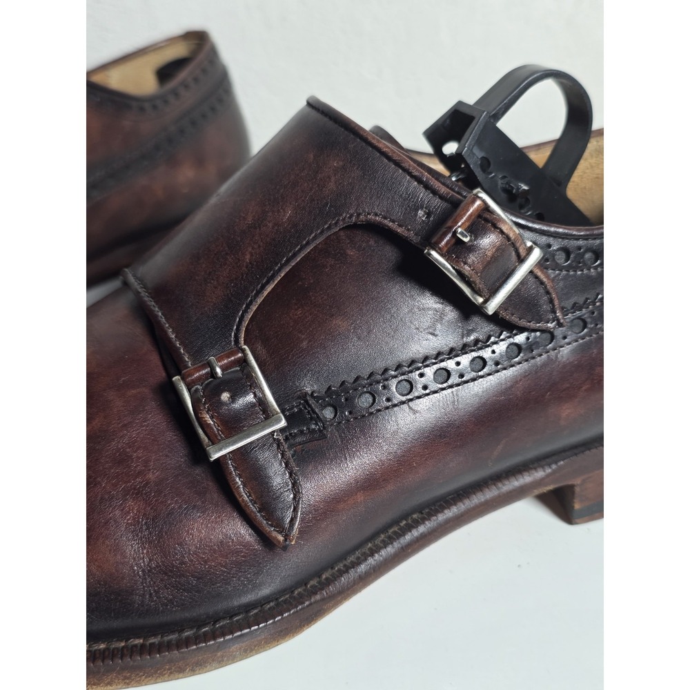 Magnanni Monk Strap shoes Sz 9.5 Burnished Tips $495+ Retail Rare Designer - Picture 4 of 9
